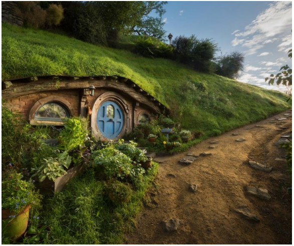 Picture of a door in a hillside